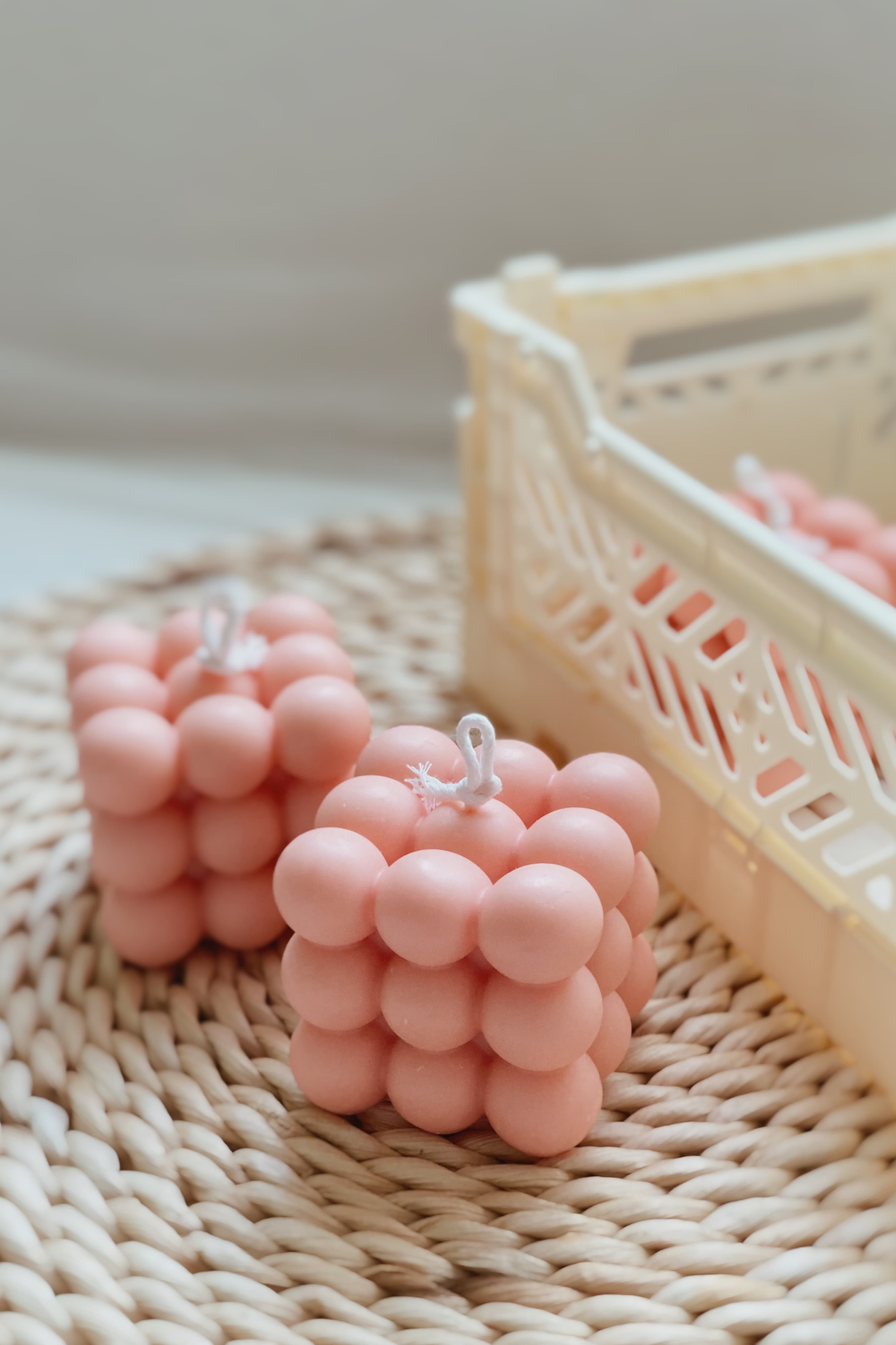 Scented Soy Decorative Cube Candle  Just Peach